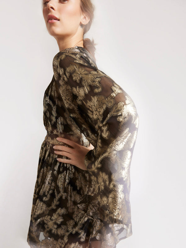Goldie Dress in Metallic Jacquard — view 4