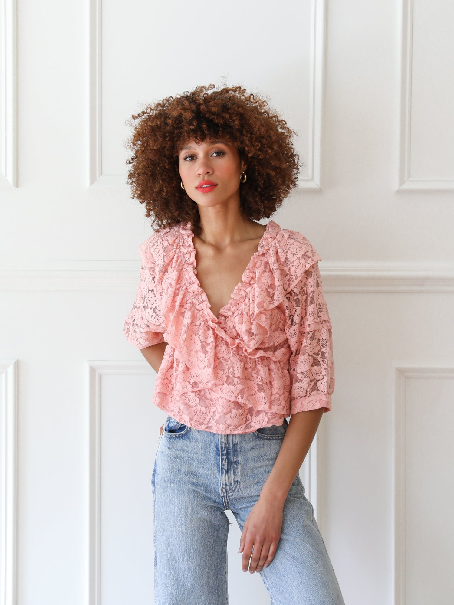 MILLE Clothing Isabella Top in Blush Lace
