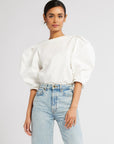 MILLE Lila Top in White – sleeve detail close-up