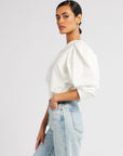 MILLE Lila Top in White – full length portrait