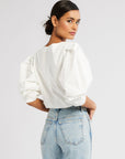 MILLE Lila Top in White – crisp architectural silhouette