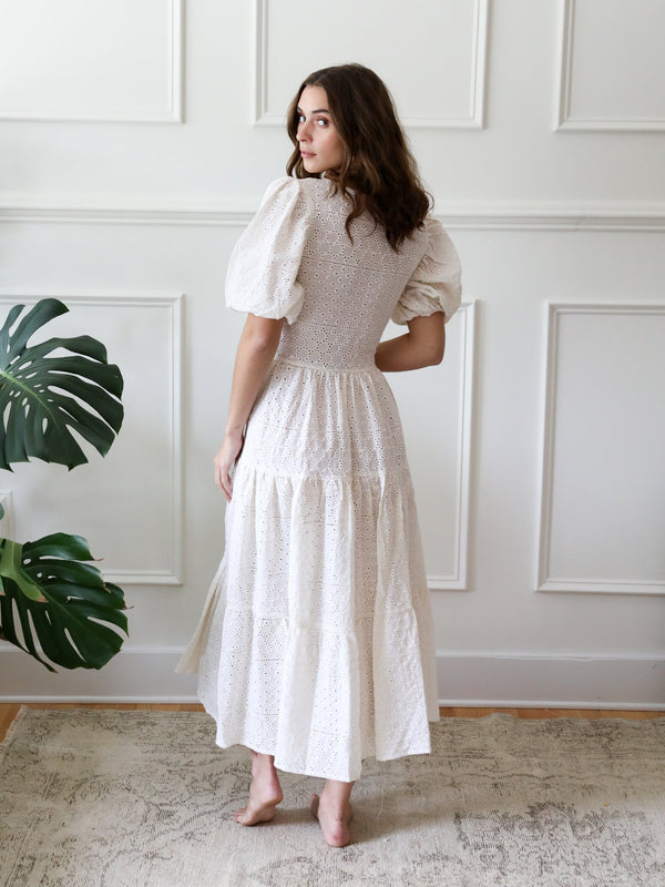 Maja Dress in Pearl Eyelet — view 2