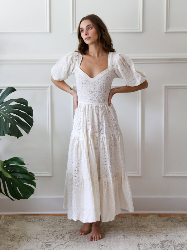 Maja Dress in Pearl Eyelet — view 4