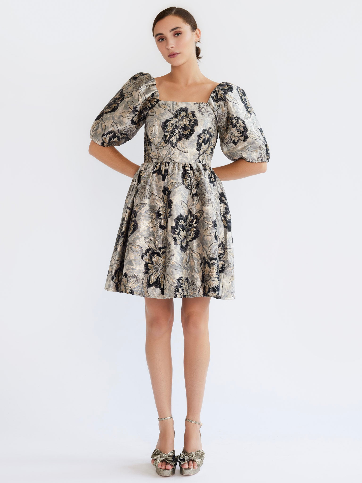 MILLE Clothing Nina Dress in Black Brocade
