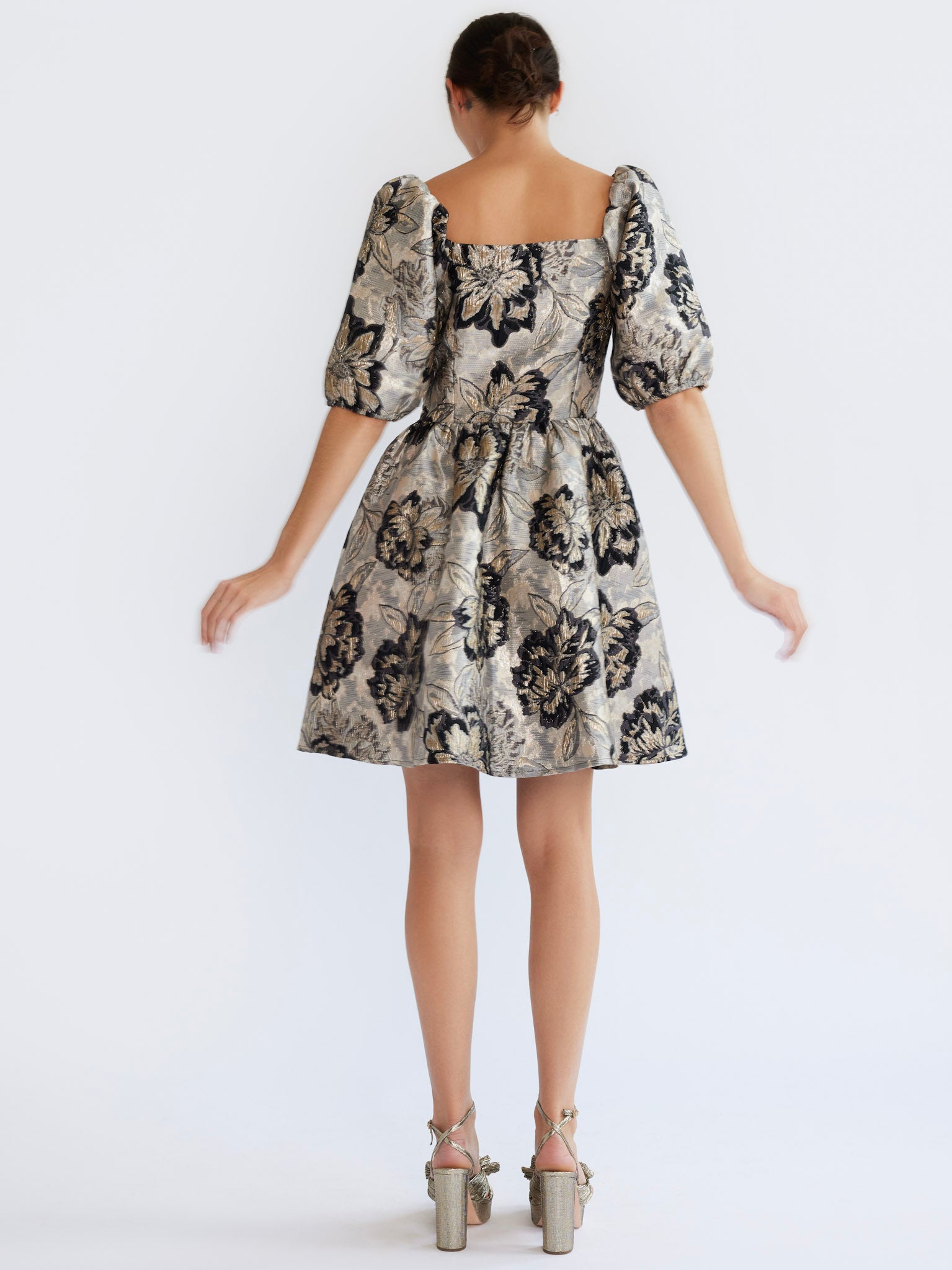 MILLE Clothing Nina Dress in Black Brocade