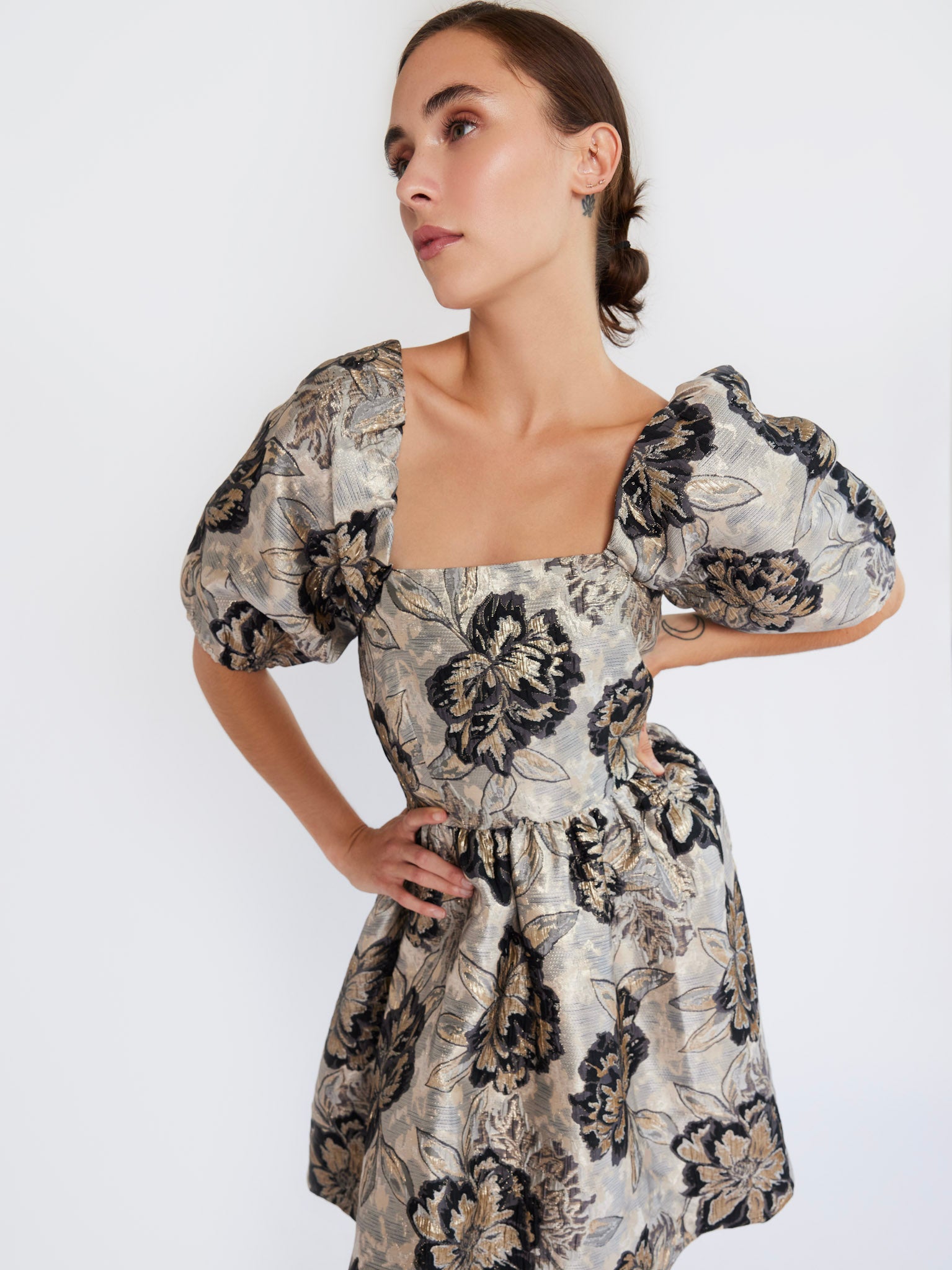 MILLE Clothing Nina Dress in Black Brocade