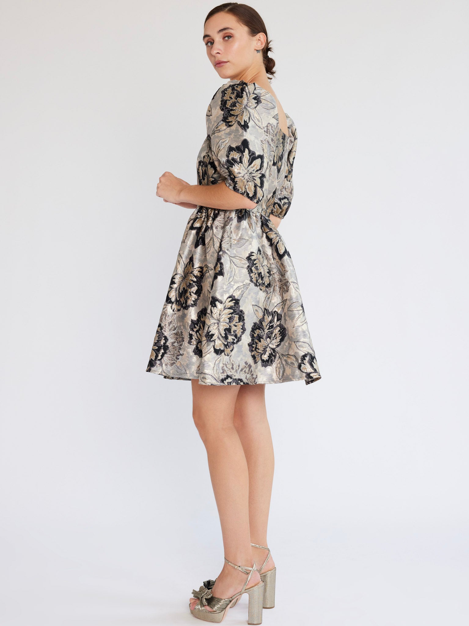 MILLE Clothing Nina Dress in Black Brocade