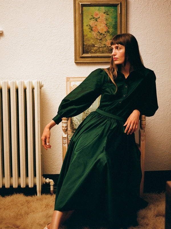 Adeline Top in Evergreen Taffeta — view 15