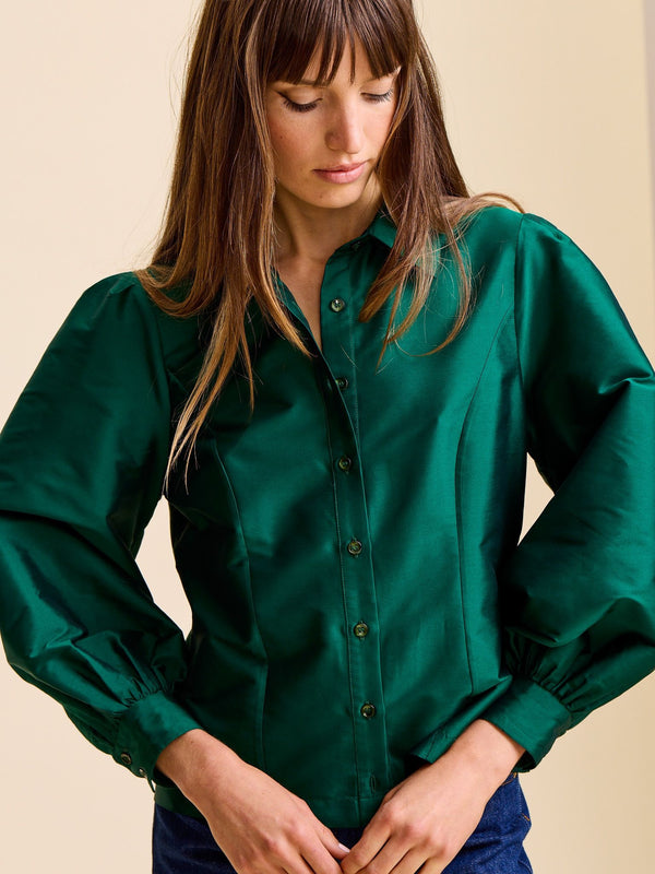 Adeline Top in Evergreen Taffeta — view 4