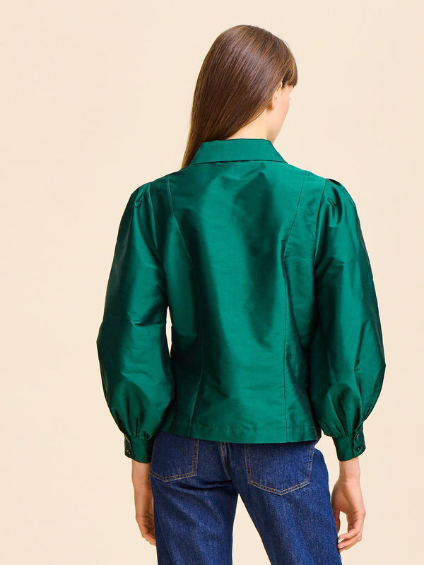 Adeline Top in Evergreen Taffeta — view 11