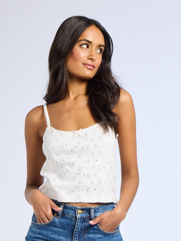 Atianna Tank in White Eyelet — view 4