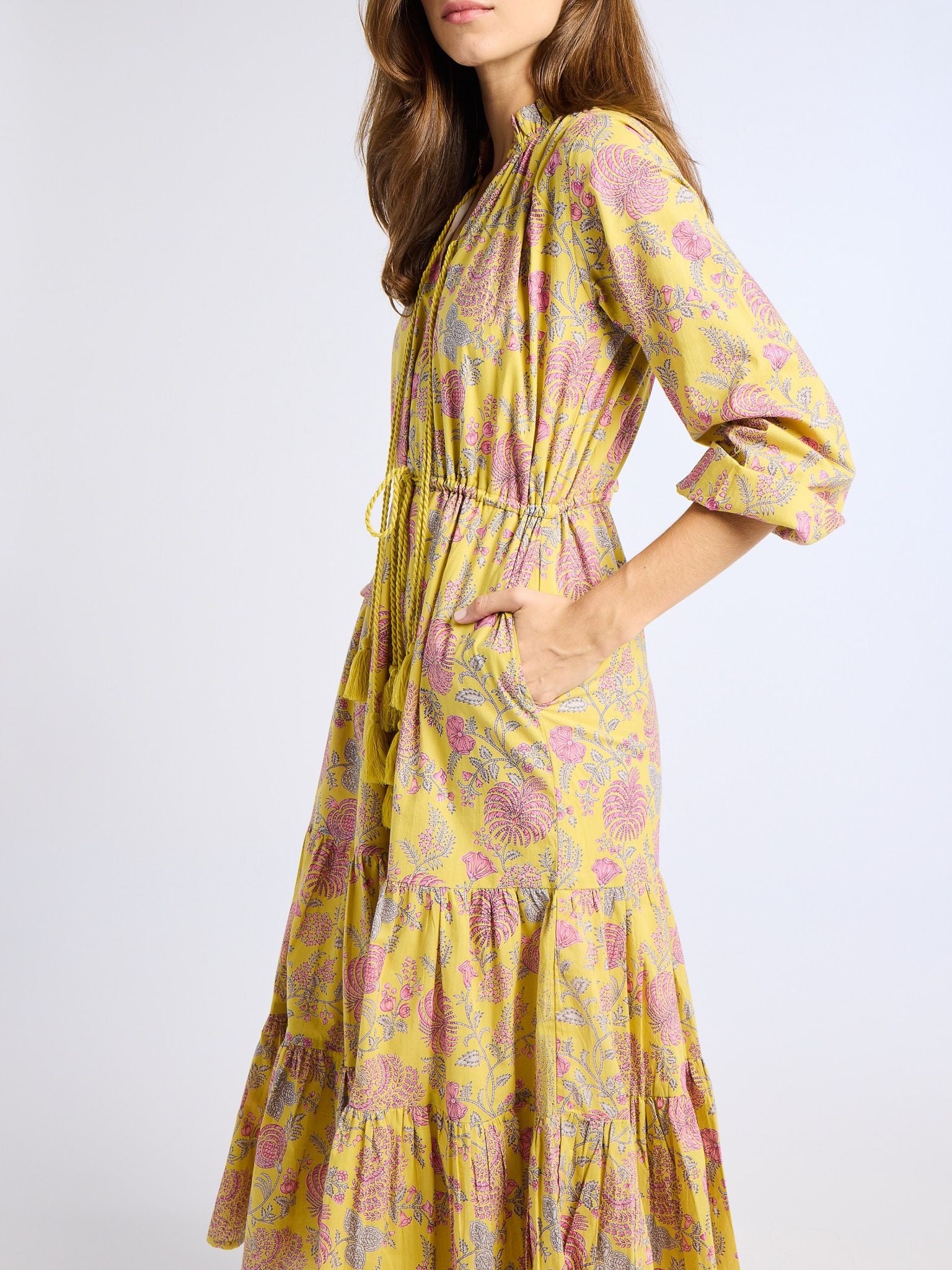 Astrid Dress in Citron Floral