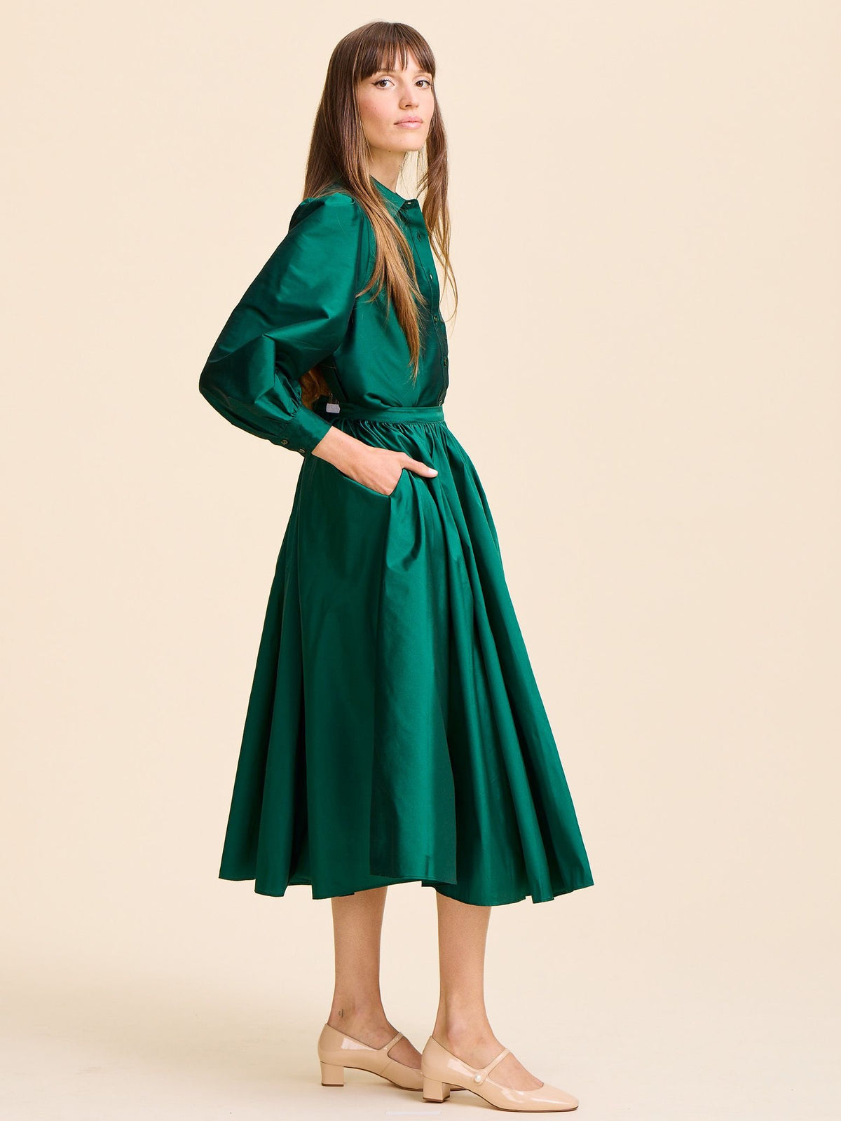 Ayla Skirt in Evergreen Taffeta — The cut