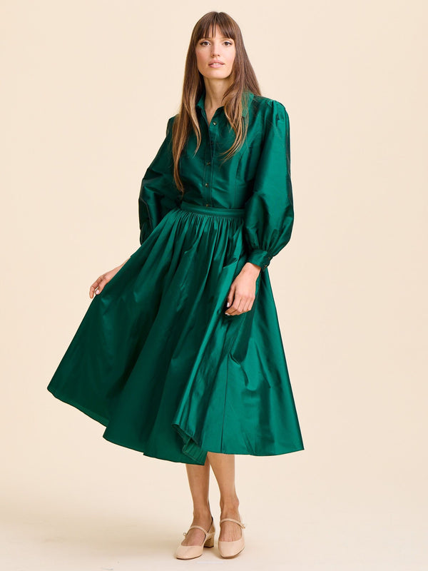 Ayla Skirt in Evergreen Taffeta — view 5