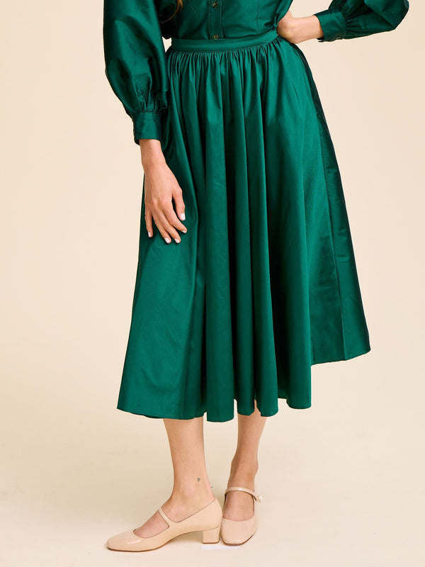 Ayla Skirt in Evergreen Taffeta — view 6