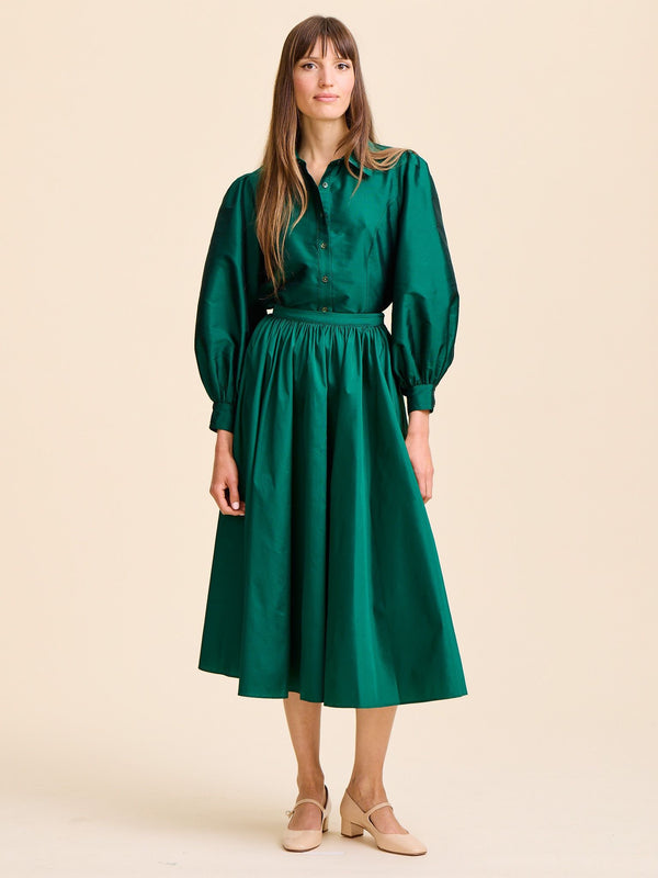 Ayla Skirt in Evergreen Taffeta — view 10