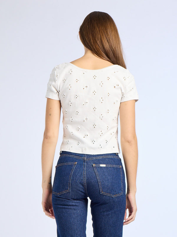 Brynn Tee in White Eyelet — view 5