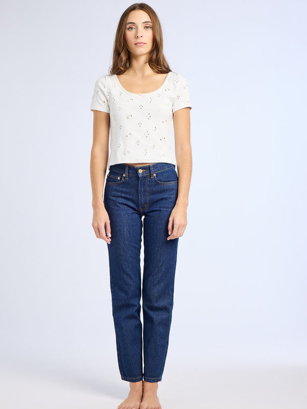 Brynn Tee in White Eyelet — view 9