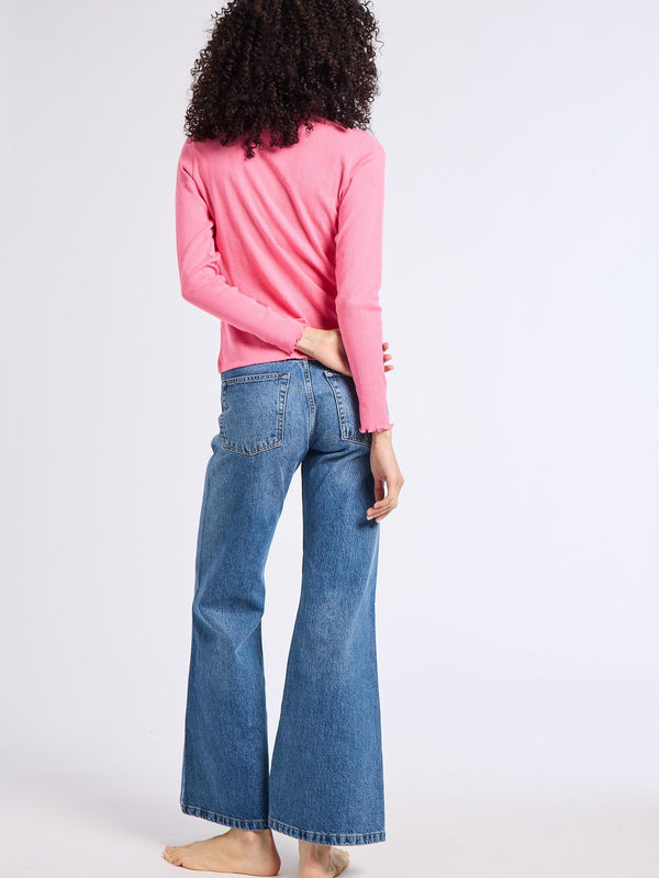 Carmela Pointelle Turtleneck in Bubblegum — view 4
