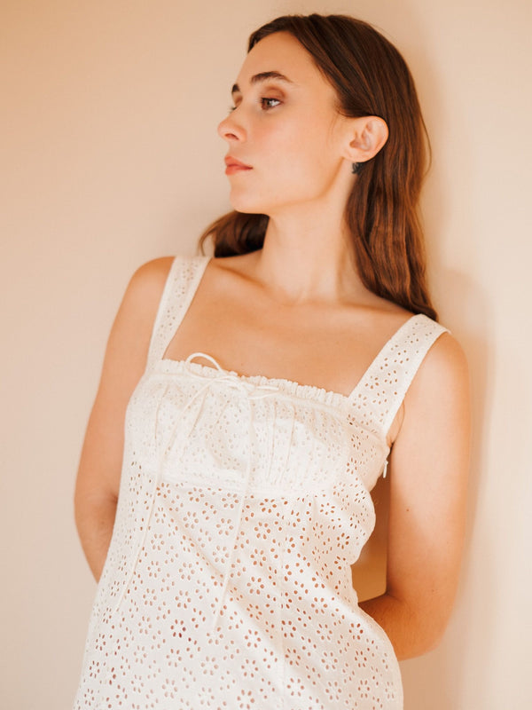Celeste Dress in Ivory Eyelet — view 5