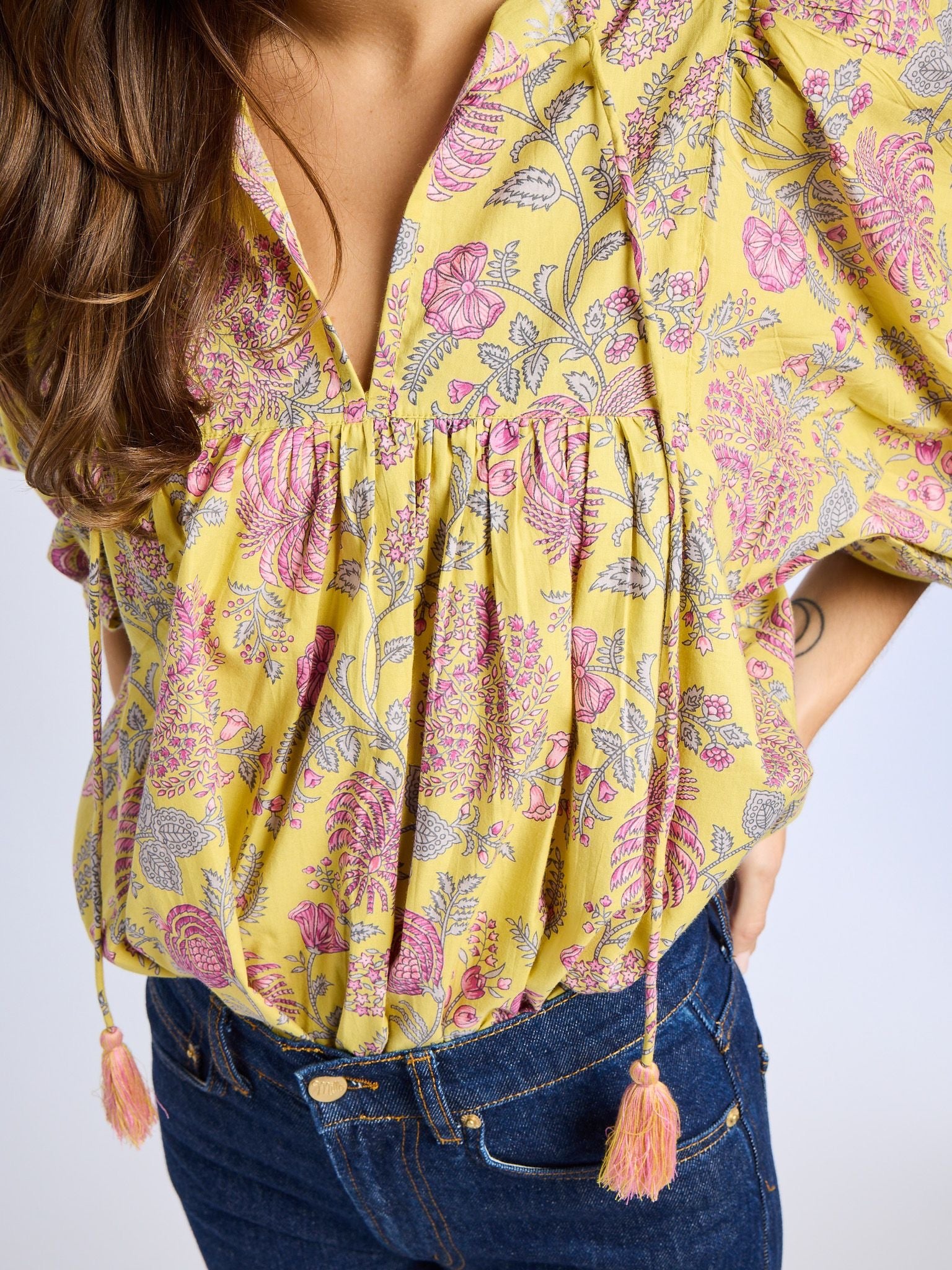 Charlie Top in Citron Floral