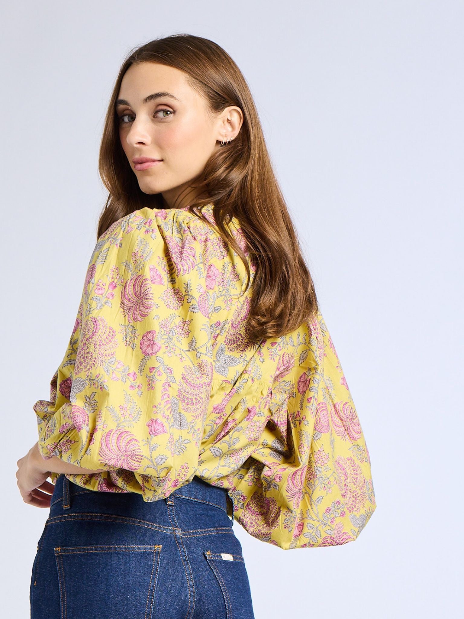 Charlie Top in Citron Floral