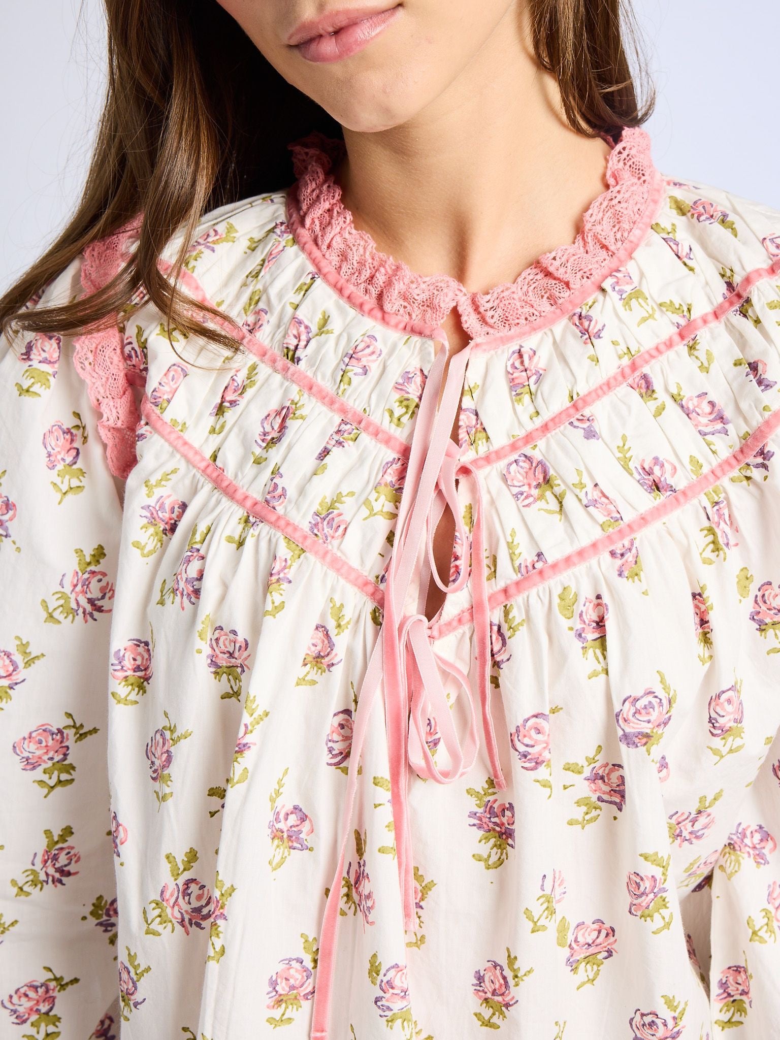 Colette Top in Rose Block Print