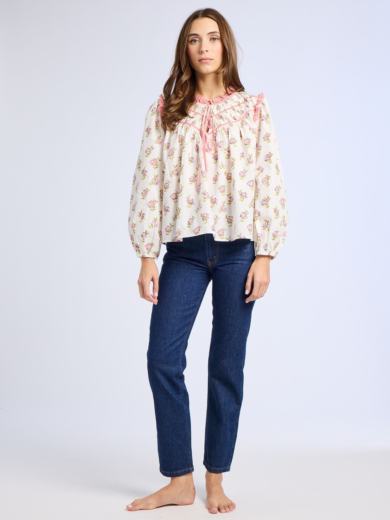 Colette Top in Rose Block Print