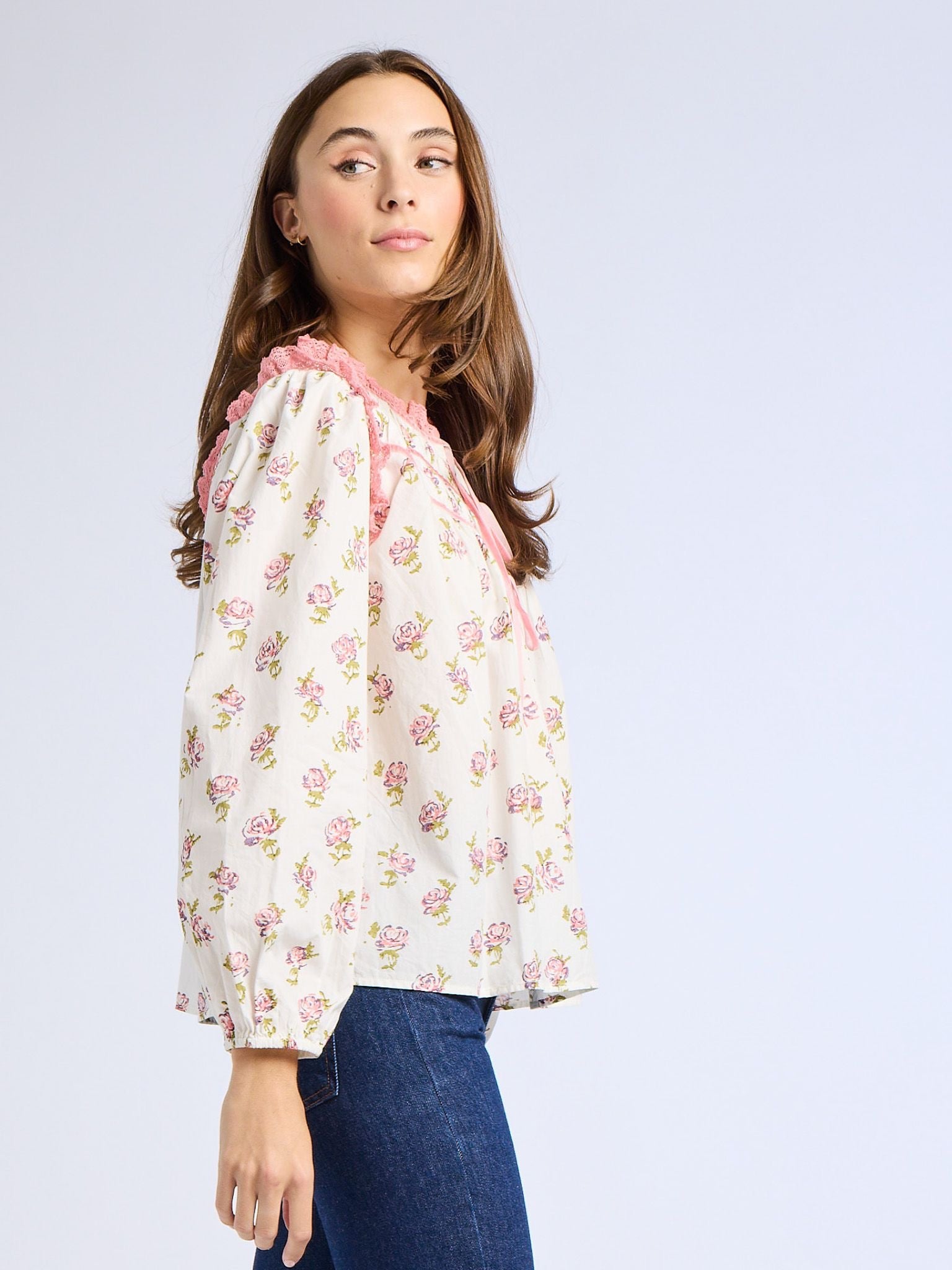 Colette Top in Rose Block Print