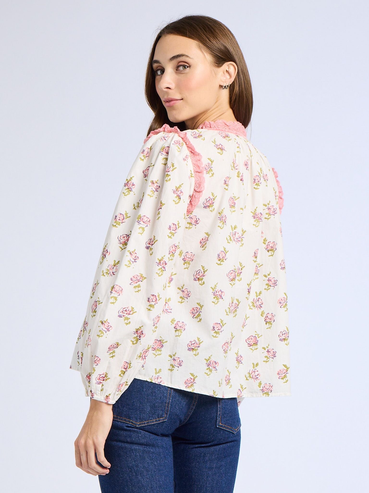 Colette Top in Rose Block Print