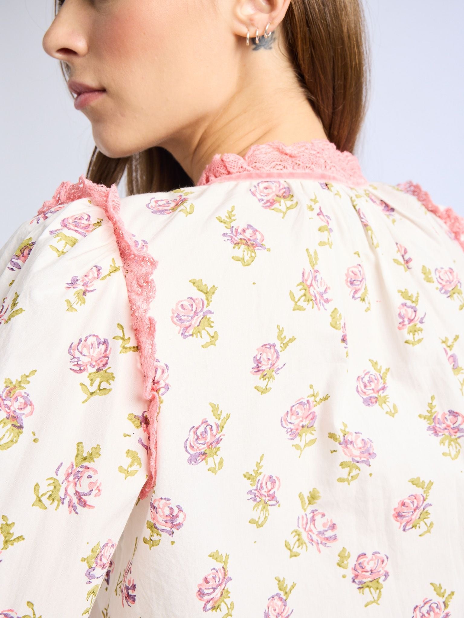 Colette Top in Rose Block Print