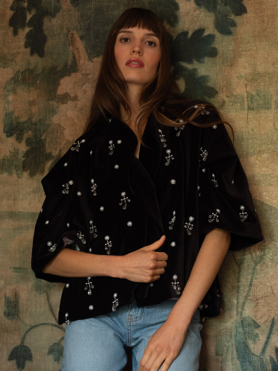 Audrey Coat in Black Velvet — alternate view