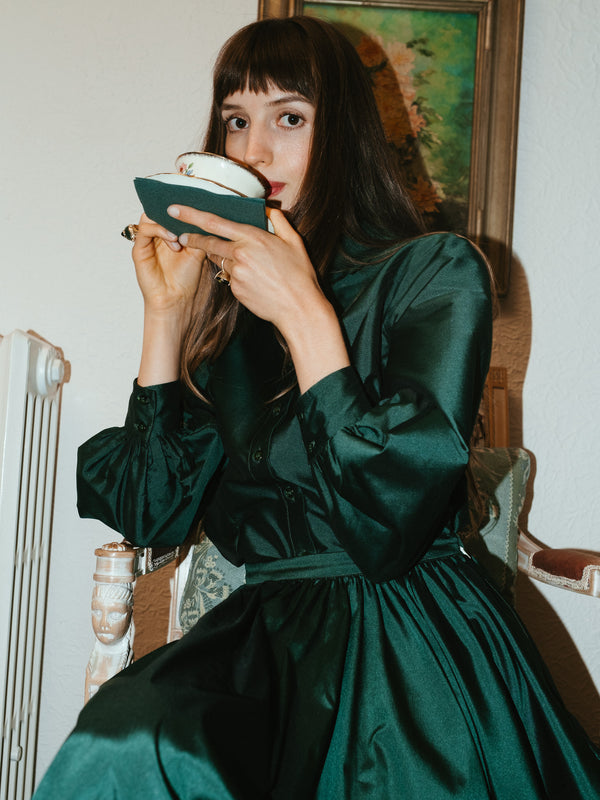 Ayla Skirt in Evergreen Taffeta — view 11