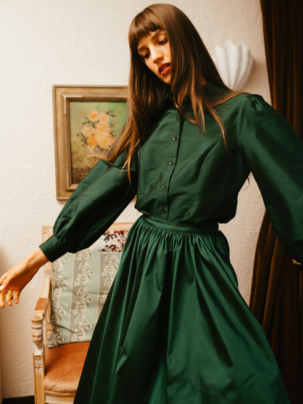Ayla Skirt in Evergreen Taffeta — view 2