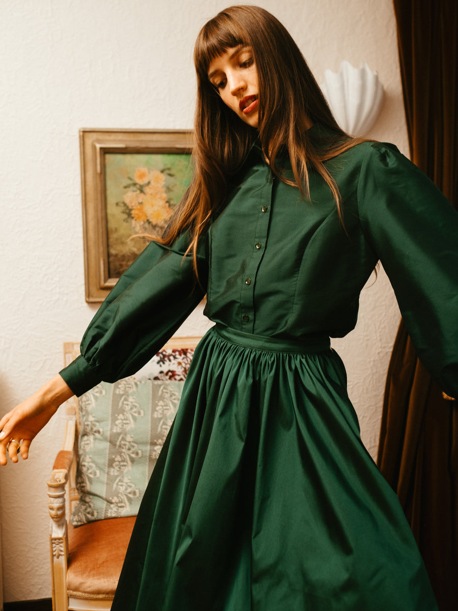 Ayla Skirt in Evergreen Taffeta — alternate view