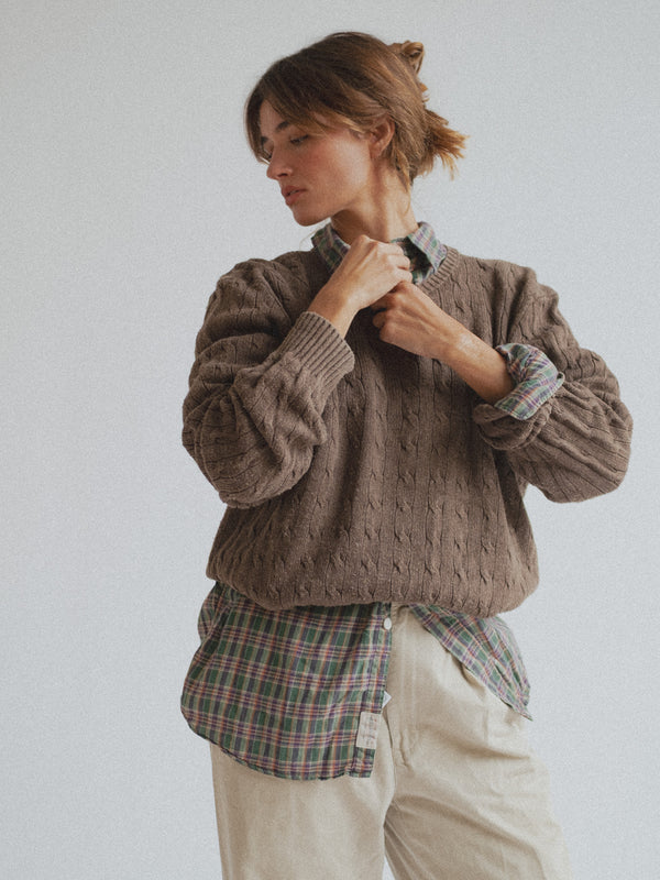 Vintage Polo by Ralph Lauren Tussah Silk Cable Knit Crewneck — view 1