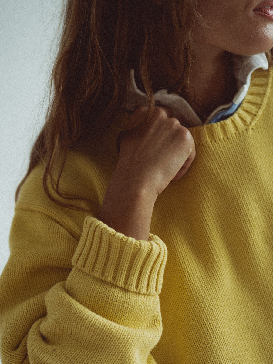 Vintage Polo Ralph Lauren Cotton Cable Knit Crewneck - Butter Yellow — alternate view
