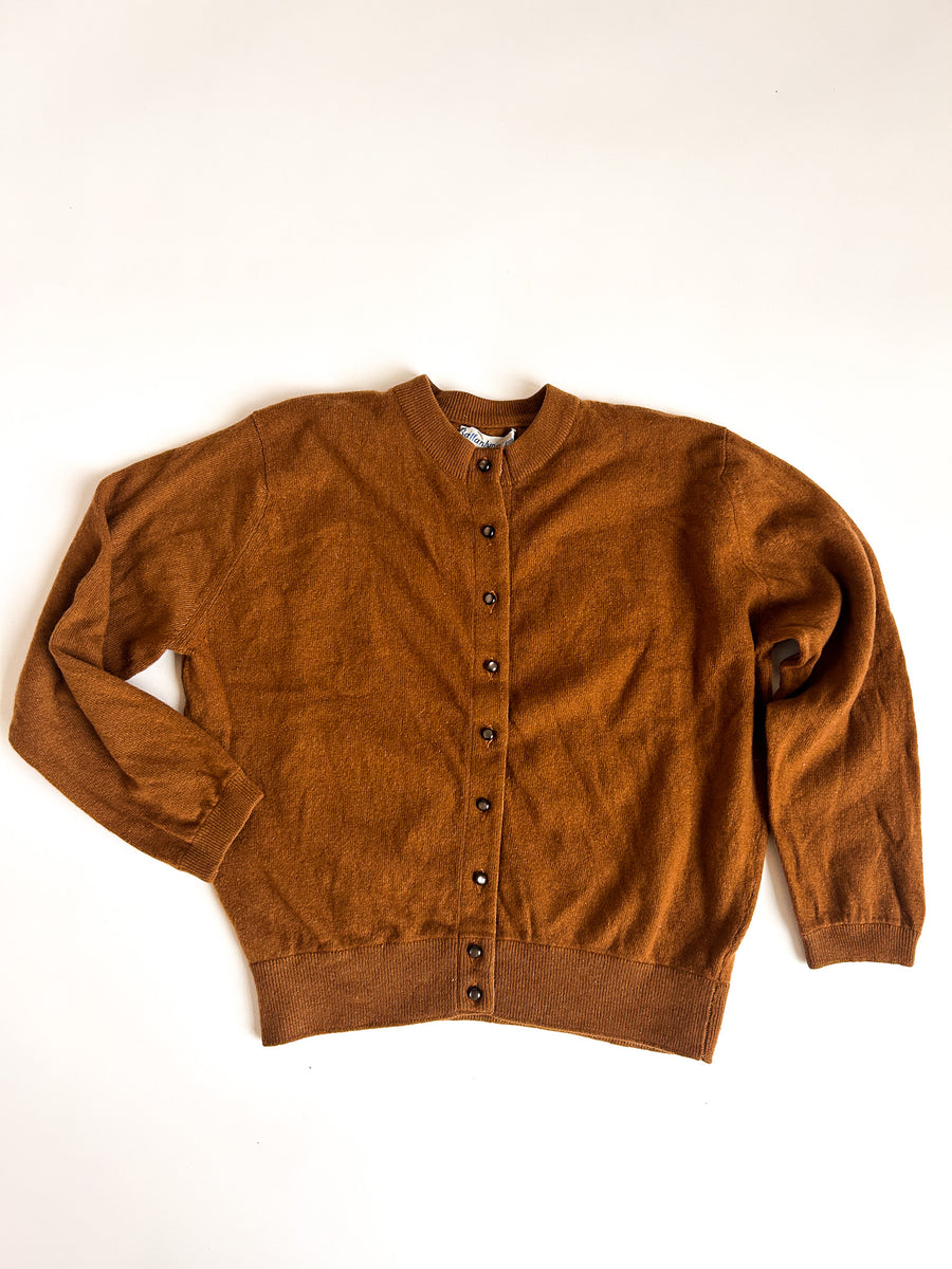 Vintage Ballantyne of Peebles Cashmere Cardigan Made in Scotland - Brown