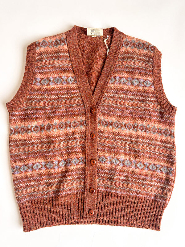 Vintage Shetland Fair Isle Waistcoat, Made in Scotland - Edinburgh Woollen Mill — view 1