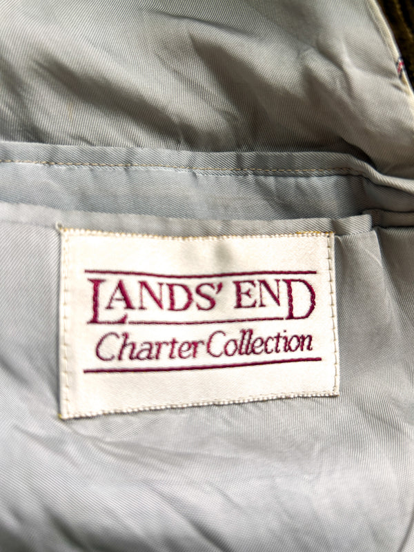 1980s-90s Lands' End Charter Collection Corduroy Blazer, Made in USA - Brown-Green — view 4