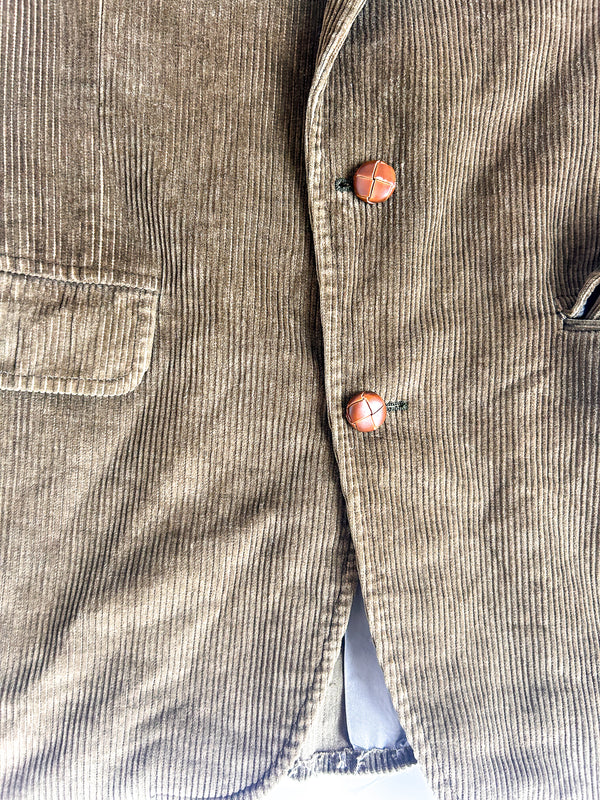 1980s-90s Lands' End Charter Collection Corduroy Blazer, Made in USA - Brown-Green — view 7