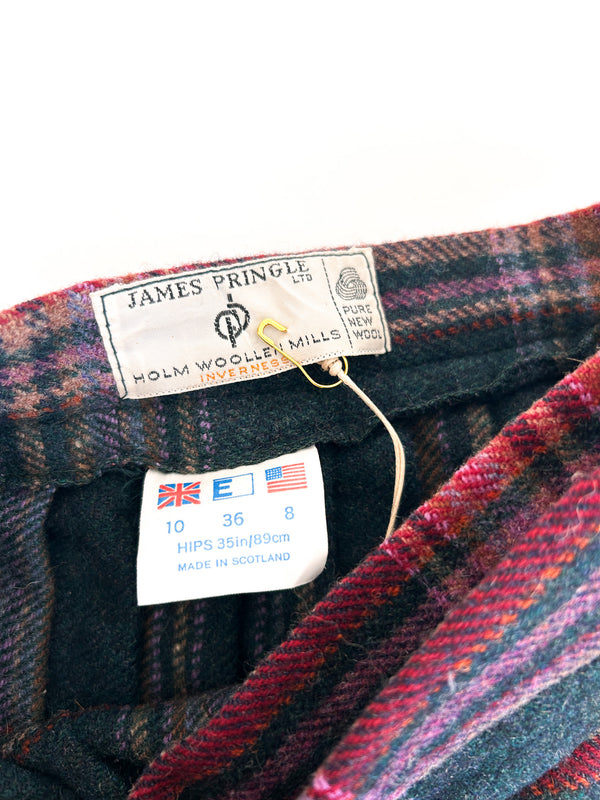Vintage James Pringle Pure New Wool Tartan Kilt Skirt - Teal, W26" — view 6