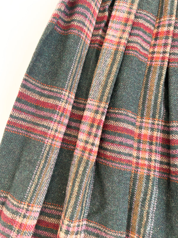 Vintage James Pringle Pure New Wool Tartan Kilt Skirt - Teal, W26" — view 4