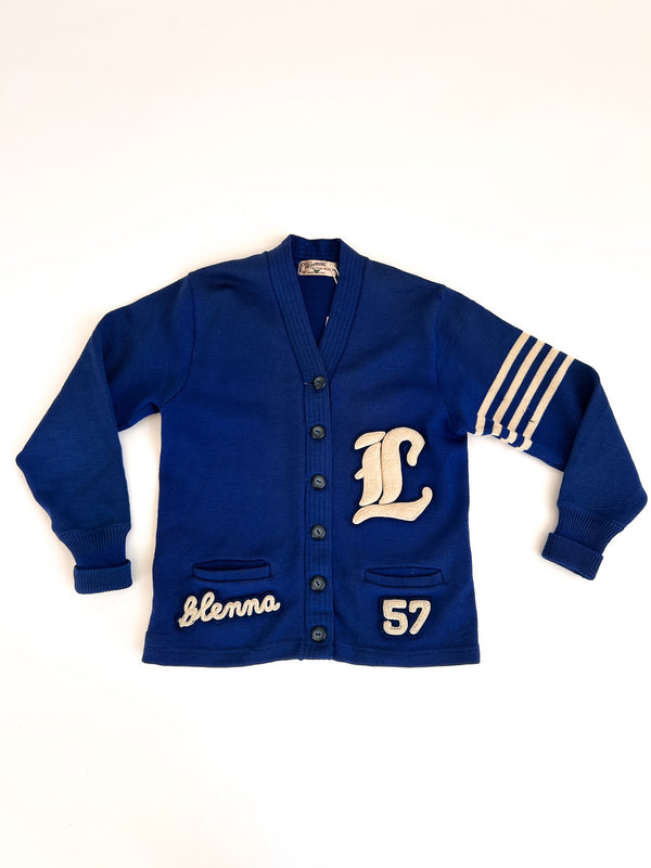 1957 Glenna Stahl Letter Cardigan, Lyman Wyoming - Coleman Knitting Mills — view 16