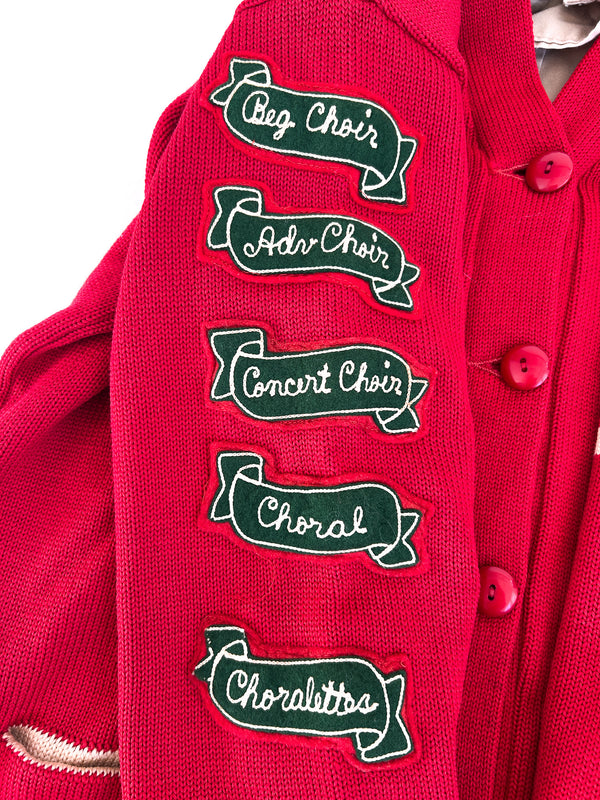 1978 Traci Eubanks Choir Letter Cardigan, Red Wool - Phoenix-Mesa, Arizona — view 3