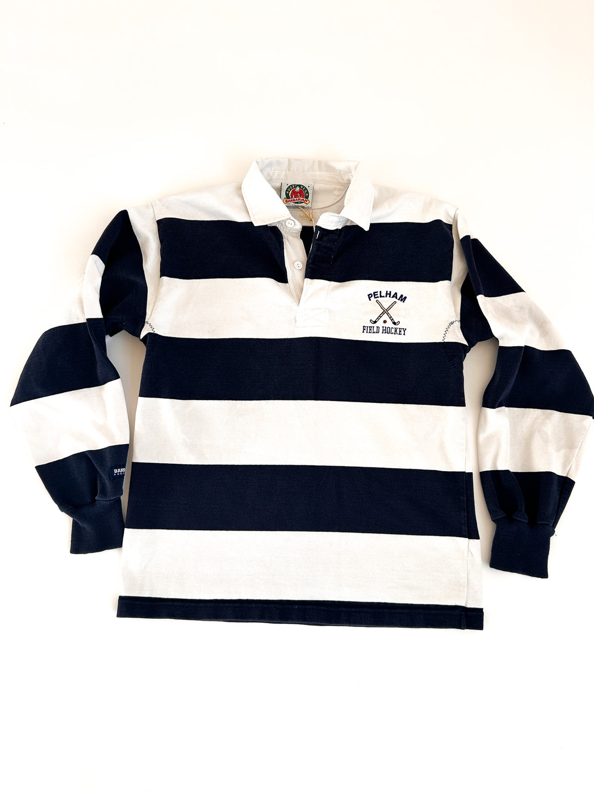 Vintage Barbarian navy and white cotton rugby jersey, Pelham Field Hockey, image 1