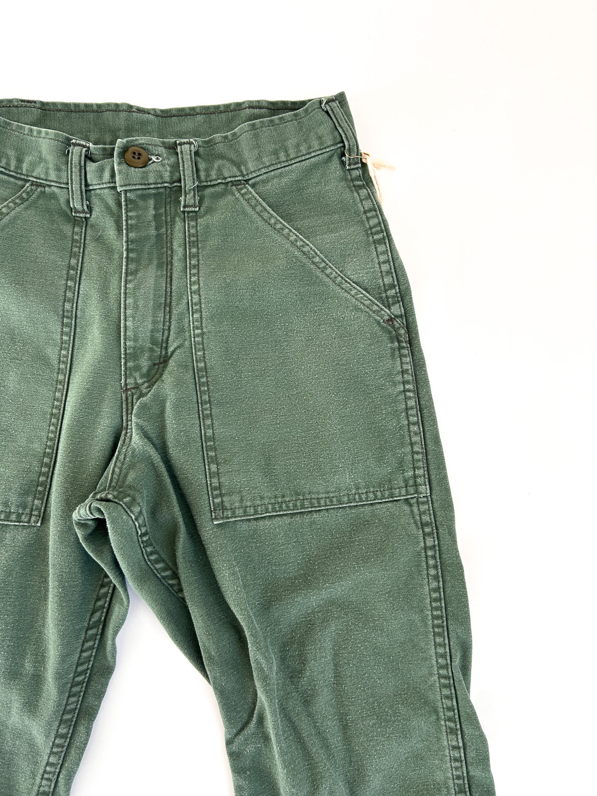 Vintage Stan Ray military green four-pocket fatigue trousers, image 1