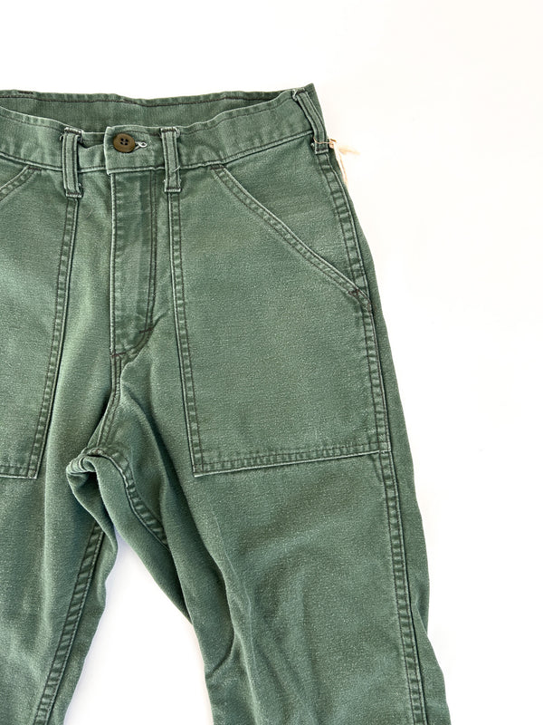 Vintage Stan Ray Four-Pocket Fatigue Trousers, Military Green - Made in USA - W28" — view 1