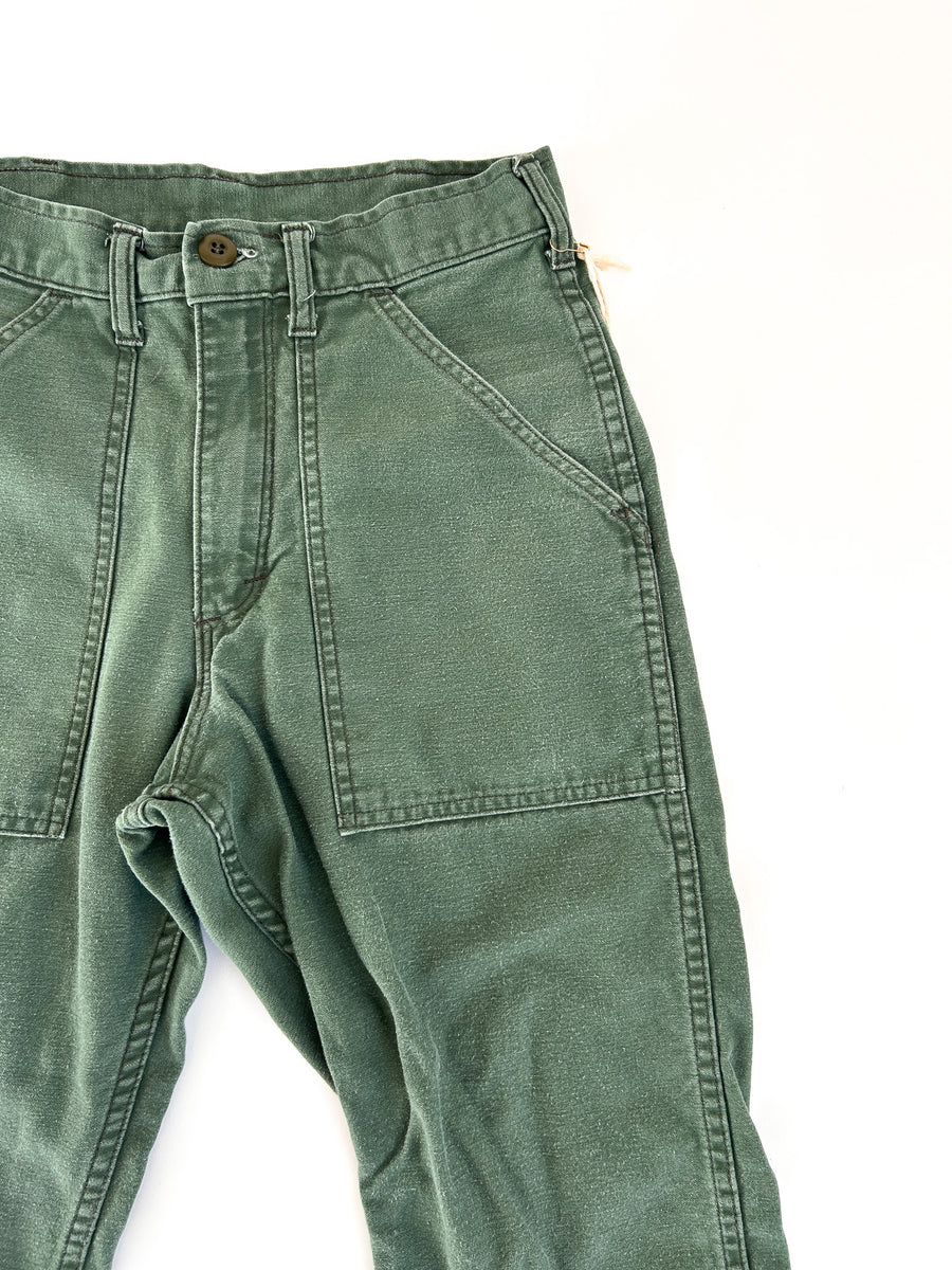 Vintage Stan Ray Four-Pocket Fatigue Trousers, Military Green - Made in USA - W28"