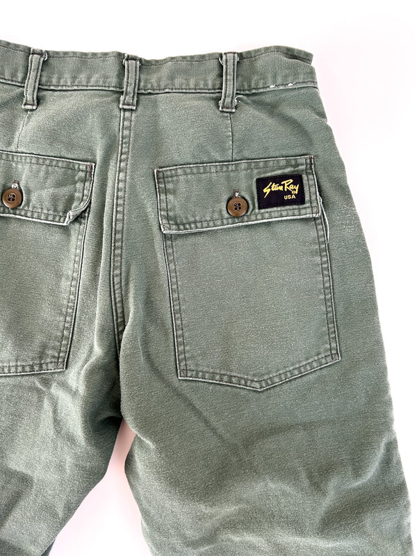 Vintage Stan Ray Four-Pocket Fatigue Trousers, Military Green - Made in USA - W28" — view 5